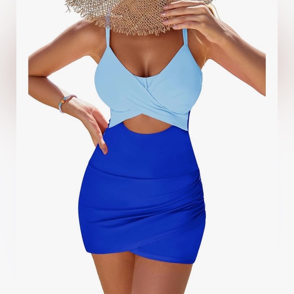 GRAPENT One Piece  for Women with Skirt Cutout Swimsuits Criss Cross - Picture 1 of 11